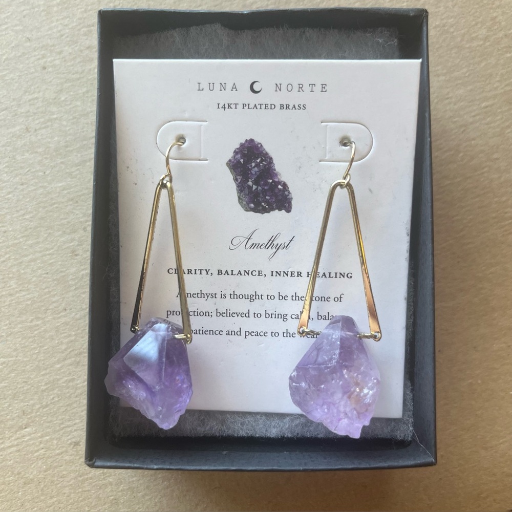 Amethyst 14k gold-plated brass earrings